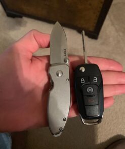 CRKT Squid Folding Pocket Knife: Compact EDC Straight Edge Utility Knife with Stainless Steel Blade and Framelock Handle Silver Stonewash 51 71iMEnqdPbL