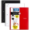 Five Star Spiral Notebooks + Study App, 3 Pack, 1 Subject, College Ruled Paper, Pockets, 100 Sheets, Home School Supplies for College Student or K-12, 11” x 8-1/2", Black, White & Red (73055) Black, White, Red 16 71iNA6KjL