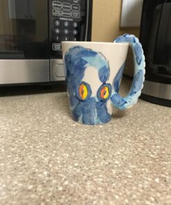 3D Coffee Mug, Handmade Hand Painted Creative Art Mug Ceramic Milk Cups Travel Mug Ocean Octopus Squid Style with Octopus Tentacles Beard Handle Christmas gift 26 71iNjvUV3EL