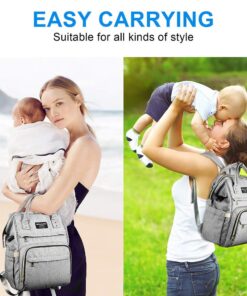 Mokaloo Diaper Bag Backpack, Large Baby Bag, Multi-functional Travel Back Pack, Anti-Water Maternity Nappy Bag Changing Bags (Light Grey) Light Grey 29 71iPCamU8AL