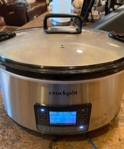 Crock-Pot 7 Quart Portable Programmable Slow Cooker with Timer and Locking Lid, Stainless Steel 51 71iSCxwL