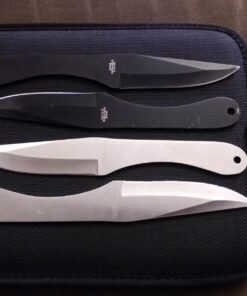 Perfect Point Throwing Knives – Set of 12 – 6 Satin Finish and 6 Black Stainless Steel Throwing Knives, Includes Nylon Sheath, Full Tang Construction, Well Balanced, – PAK-712-12 30 71iTykJ1xQL