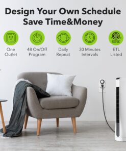 BN-LINK BND-60/U47 Indoor Mini 24-Hour Mechanical Outlet Timer, 3-Prong, 2-Pack White 32 71iUJw4kPaL