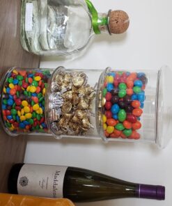 MyGift Modern 3 Tier Clear Glass Stacking Apothecary Jars with Lid, Round Glass Display Candy and Cookie Containers, 16 inch Tall 37 71iULST59OL