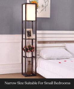 Brightech Maxwell - Modern Shelf Floor Lamp with Shade and LED Bulb Corner Display Lamps Shelves for Living Room, Bedroom Office Black Classic Black 26 71iUMhcrFCL