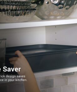 Elbee Home 8-Piece Nonstick Aluminized Steel, Space Saving Baking Set , With Deep Roasting Pan, Cookie Sheet, Cake Pans, Muffin Pans and Baking Pan PFOA & PFOS Free 14 71iWaGDpjIL