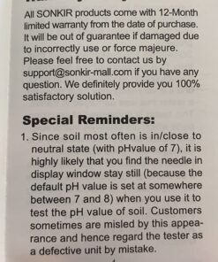 SONKIR Soil pH Meter, MS02 3-in-1 Soil Moisture/Light/pH Tester Gardening Tool Kits for Plant Care, Great for Garden, Lawn, Farm, Indoor & Outdoor Use (Green) 1 Pack 36 71iY2hMqYYL