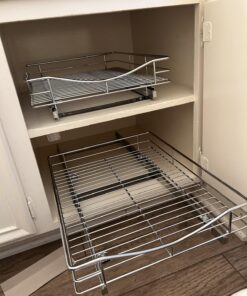 LYNK PROFESSIONAL® Pull Out Cabinet Organizer, 14"W x 18"D - Slide Out Drawers for Kitchen Cabinets - Sliding Pantry Shelves - Roll Out Shelf Storage for Pots, Pans - Lifetime Limited Warranty, Chrome 14" W x 18" D 14x18 Chrome 38 71iYDyoPofL