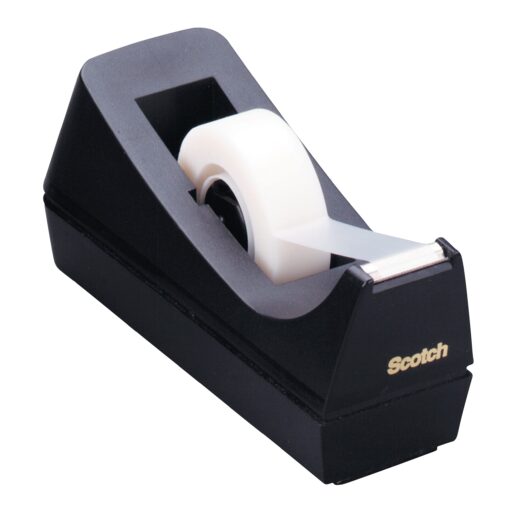 Scotch Desktop Tape Dispenser, Black, Use With Scotch Magic Tape or Other Tapes for Holiday Gift Wrapping, Replaceable Hub and Non-Skid Base,2.7 in. x 2.7 in. x 6.4 in., 1 Tape Dispenser 1-Pack