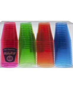 Alternative view of Neon Assorted Party Shot Glasses - Made of Special Blacklight Reactive Hard Plastic (2 Ounce - Package of 60) 60 Count (Pack of 1)