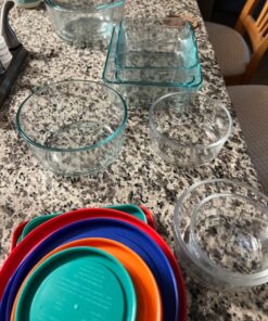 Pyrex Meal Prep Simply Store Glass Rectangular and Round Food Container Set (18-Piece, BPA-free), Multicolor 18 PC Set 35 71iaQoPjShL