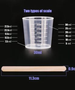 Alternative view of WXJ13 50 Pack 30ml Plastic Reusable Graduated Cups Transparent Scale Cups with 50 Pack Wooden Stirring Sticks for Mixing Paint, Stain, Epoxy, Resin