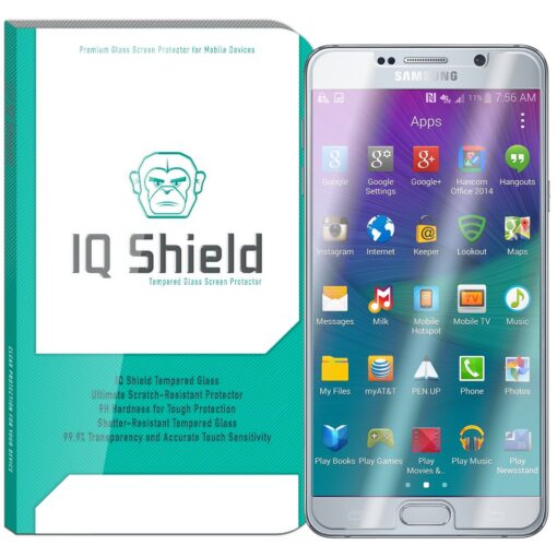 IQShield Glass Screen Protector Compatible with Samsung Galaxy Note 5 Clear Tempered Ballistic Glass HD and Transparent Shatter-Proof Shield, 99% Touch Accuracy