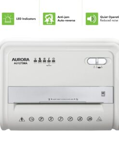 Aurora AU1275MA Professional Grade 12-Sheet Micro-Cut Paper and CD/Credit Card Shredder/ 60 Minutes Continuous Run Time, White/Gray 12-Sheet Micro-cut/60-min Run Time 14 71iaqeXsvLS