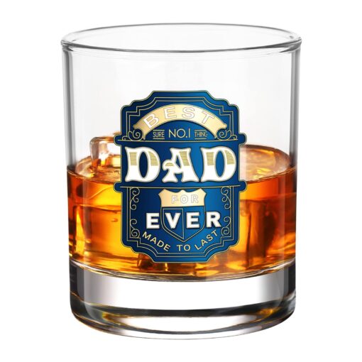 Luka Tech Gifts For Dad From Son Daughter, Vintage Whiskey Glass Tumbler 11oz with 3D Metal Badge,Unique Birthday Gifts for Dad,Men,Grandpa,Father,Fathers Day