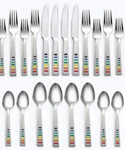 Fiesta - 641020R Fiesta Celebration 20-Piece Flatware Silverware Set, Service for 4, Stainless Steel, Includes Forks/Knife/Spoons 10 71ifITD9sLL