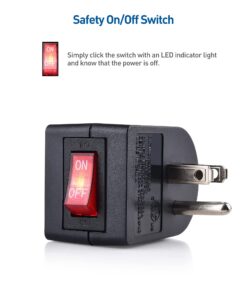 Alternative view of Cable Matters [ETL Listed] 3 Pack Grounded Outlet with ON Off Switch, Single Outlet Switch ON Off/Plug Switch in Black