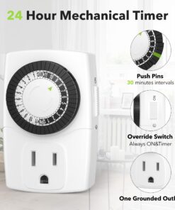 Alternative view of BN-LINK BND-60/U47 Indoor Mini 24-Hour Mechanical Outlet Timer, 3-Prong, 2-Pack White