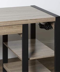 Walker Edison Industrial Wood Computer Writing Desk 4 Storage Shelves and Gaming Gamer Command Center Workstation Desk Home Office, 60 Inch, Driftwood 18 71iiE2HUfHL