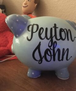 Personalized Ceramic Kids Piggy Bank by Miles Kimball - Blue 25 71ij0GxNEWL
