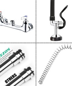 CWM Commercial Sink Faucet with Sprayer 36 inch Commercial Faucet Pre Rinse Sprayer 8 inch Wall Mount Center with 12 inch Add on Spout 17 71ikVJgnxLL