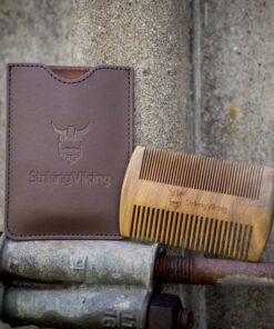 Sandalwood Beard Comb and Case - Pocket Sized Wooden Beard & Mustache Comb with Fine & Coarse Teeth - Perfect for Use with Balms and Oils - Striking Viking (Brown) Brown Case 23 71ilWX2L9qL