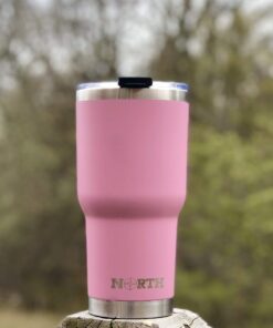 North Pink Stainless Steel Tumbler 5-Piece Set, 30 oz Vacuum Insulated, Travel Mug For Home, Office, School – Like Yeti Tumbler For Ice Drink & Hot Beverage Pink Stainless Steel Mug 11 71ilnYGpHnL