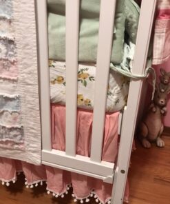 Pink Crib Skirt Pleated with White Lovely Pompoms, Bedding Dust Ruffle for Baby Girls, 14" Drop, Fit All Standard Crib Bed, Fade Resistant Crib Bed Skirt Machine Wash Tassel Pink 27 71imE4SKljL