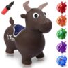 WALIKI Bouncy Horse Hopper Toy | Hopping Pony for Toddlers | Baby First Birthday Gift 18 Month 1 2 3 Year Old | Benny The Jumping Bull Inflatable Brown 27 71imJUobh8L
