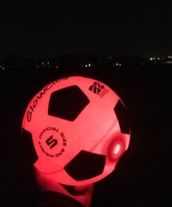 GlowCity Glow in The Dark Soccer Ball- Light Up, Indoor or Outdoor Soccer Balls with 2 LED Lights and Pre-Installed Batteries - Gift Ideas for Teen Boys and Girls Official (Size 5) - Red 36 71inF 4tqL