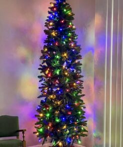 National Tree Company Artificial Slim Christmas Tree, Green, Kingswood Fir, Includes Stand, 7.5 Feet Kingswood Fir Slim-7.5 ft 36 71inqh5h OL