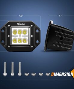 Alternative view of Nilight - NI23C-18W 2PCS 18W Flood LED Work Light Driving Lights Led Light Bar Off Road Led Lights Flush Mount for Jeep Truck Tacoma Bumper ATV UTV,2 Years Warranty 2PCS 18W Flood Flush Mount