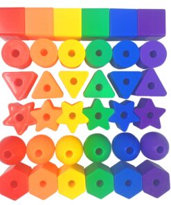 Alternative view of RAINBOW TOYFROG Primary Lacing Beads - 36 Large Beads & 6 Strings in Vibrant Colors with Storage Bag - Fine Motor Activities for Kids with Toddler Threading Toys - Occupational Therapy Tools