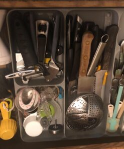 Joseph Joseph DrawerStore Kitchen Drawer Organizer Tray for Silverware Cutlery Utensils and Gadgets, Gray, 15.6 x 15.1 x 2.1 Inches Grey Large 23 71iq0TP C6L