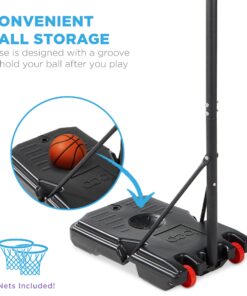 Best Choice Products Kids Height-Adjustable Basketball Hoop, Portable Backboard System w/ 2 Wheels, Fillable Base, Weather-Resistant, Nylon Net, Adjusts from 70.5in to 82.3in - White 28 71iqGSJOSPL