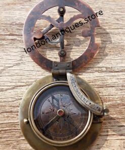 Alternative view of MAH Brass Magnetic Sundial Compass for Birthday, Grandfather, Baptism, Father's Day, Partner, Best Man, Anniversary, Farewell, Graduation, Christmas, Home Décor Vintage Style Sundial with Gift Box. 2.5 Inch Brass Round Sundial (Leather Case)