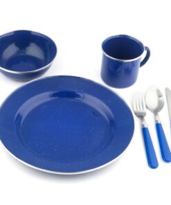 Alternative view of Stansport 24-Piece Enamel Camping Tableware Set Blue