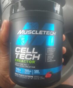 MuscleTech Cell-Tech Creactor - Creatine HCl Formula - Muscle Builder for Men & Women - Creatine HCl + Free-Acid Creatine Supplements - Fruit Punch Extreme, 120 Servings Fruit Punerch Extreme 31 71irYg9JC7L