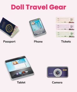 18 Inch Doll Accessories Play Travel Set - 16 Pcs Suitcase Luggage Carrier with Sunglasses, Passport, Tickets, Camera, and More, Beverly Hills Doll Collection Suitcase Set 14 71iseyTWriL