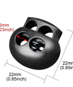 DYZD Plastic Cord Lock End Toggle Double Hole Spring Stopper Fastener Slider Toggles End (Black,10 PCS) Black 24 71isoEugDkL
