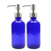 Cornucopia 8oz Cobalt Blue Glass Bottles w/Stainless Steel Pumps (2 Pack), Boston Round Bottles for Essential Oils, Lotions and Liquid Soap 8 71it zEQMsL