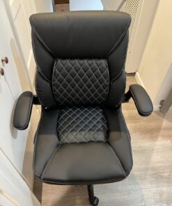 BestEra Office Chair, Executive Leather Chair Home Office Desk Chairs, Ergonomic Computer Desk Chair with Adjustable Flip-Up Arms, Lumber Support Swivel Task Chair with Rocking Function (Black) Black 39 71it5BtvhuL