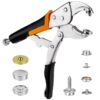 YZS Snap Button Kit Tool【Upgraded 3 Dies】- Heavy Duty Snap Fastener Tool, Includes 10Sets 15mm Metal Snap Buttons, Snap Tool for Replacing or Repairing Snaps on Boat Cover, Canvas, Leather, Fabric Black+orange