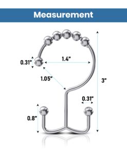 Alternative view of Utopia Bedding Double Shower Curtain Hooks Rust Proof, Chrome Shower Curtain Rings, Chrome Shower Curtain Hooks Double Sided, Shower Hooks for Shower Curtains Bathroom Shower Rods Curtains 12 Pc