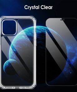 JETech Case for iPhone 12/12 Pro 6.1-Inch with 2-Pack Tempered Glass Screen Protector, 360 Full Body Shockproof Bumper Phone Cover Protective Clear Back (Clear) 11 71ivmoLbU7L