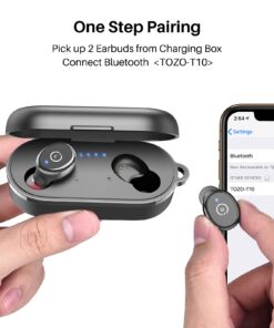 Alternative view of TOZO T10 Bluetooth 5.3 Wireless Earbuds with Wireless Charging Case IPX8 Waterproof Stereo Headphones in Ear Built in Mic Headset Premium Sound with Deep Bass for Sport Black Small Classic Edition