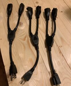 2 Way Splitter Extension Cord, 3 Prong Double Outlet Power Cord, 16 AWG, 1 Foot Black, 3 Pack by ClearMax 37 71iybVGwbL