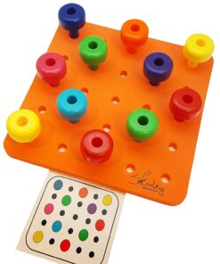 Alternative view of Skoolzy Peg Board 33 Piece Toys_and_Games Set, Montessori Toys for Baby, Toddlers, Fine Motor Color Matching Pegs for Sorting Counting Learning Toy Includes eBook