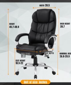 BestOffice Office Chair Cheap Desk Chair Ergonomic Computer Chair with Lumbar Support Arms Headrest PU Leather Modern Rolling Swivel Executive Chair for Back Pain Women Men Adults,Black Black 32 71iziHks0hL