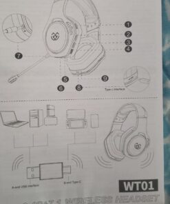 Tatybo Wireless Gaming Headset for PS4, PS5, PC - 2.4GHz Gaming Headphones with Detachable Noise Canceling Microphone, 30-Hr Battery Gaming Headsets for Laptop, Switch, Mac (Black) Black 46 71izmmidzXL